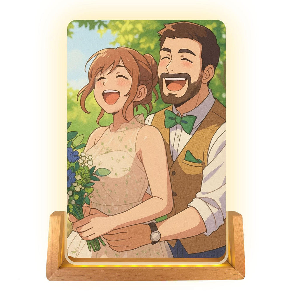 Custom Photo Wedding Couple Night Light, Personalized Anime Portrait Lamp, Romantic Gift, Wedding Plaque Gifts, Anniv...