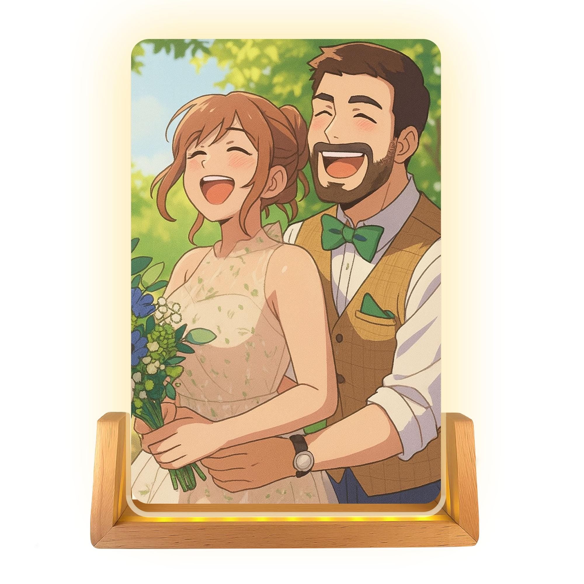 Custom Photo Wedding Couple Night Light, Personalized Anime Portrait Lamp, Romantic Gift, Wedding Plaque Gifts, Anniv...