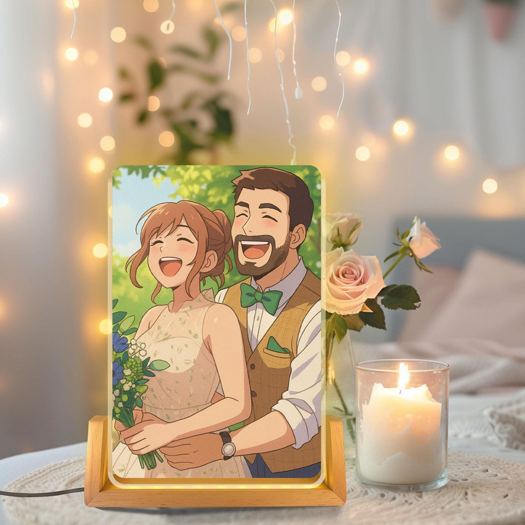 Custom Photo Wedding Couple Night Light, Personalized Anime Portrait Lamp, Romantic Gift, Wedding Plaque Gifts, Anniv...