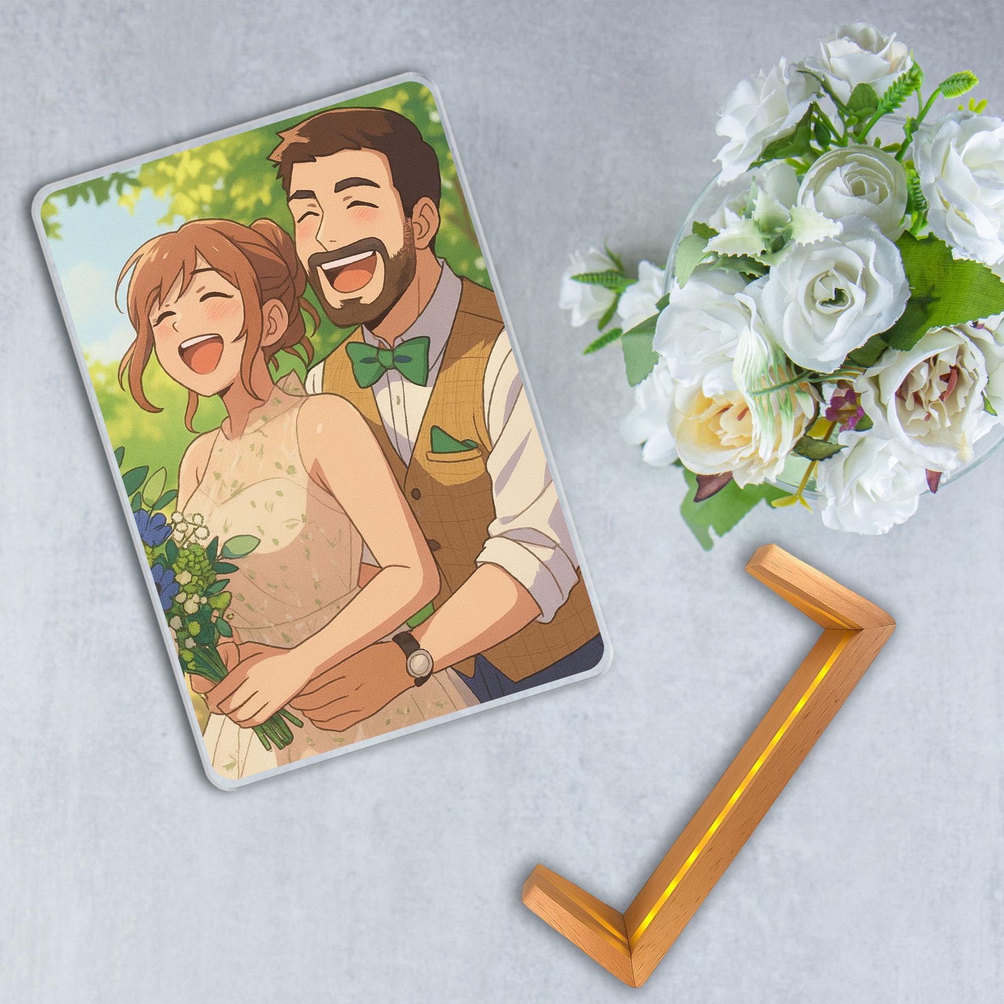 Custom Photo Wedding Couple Night Light, Personalized Anime Portrait Lamp, Romantic Gift, Wedding Plaque Gifts, Anniv...