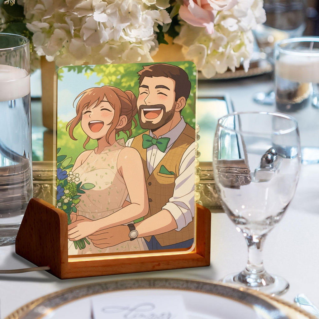 Custom Photo Wedding Couple Night Light, Personalized Anime Portrait Lamp, Romantic Gift, Wedding Plaque Gifts, Anniv...