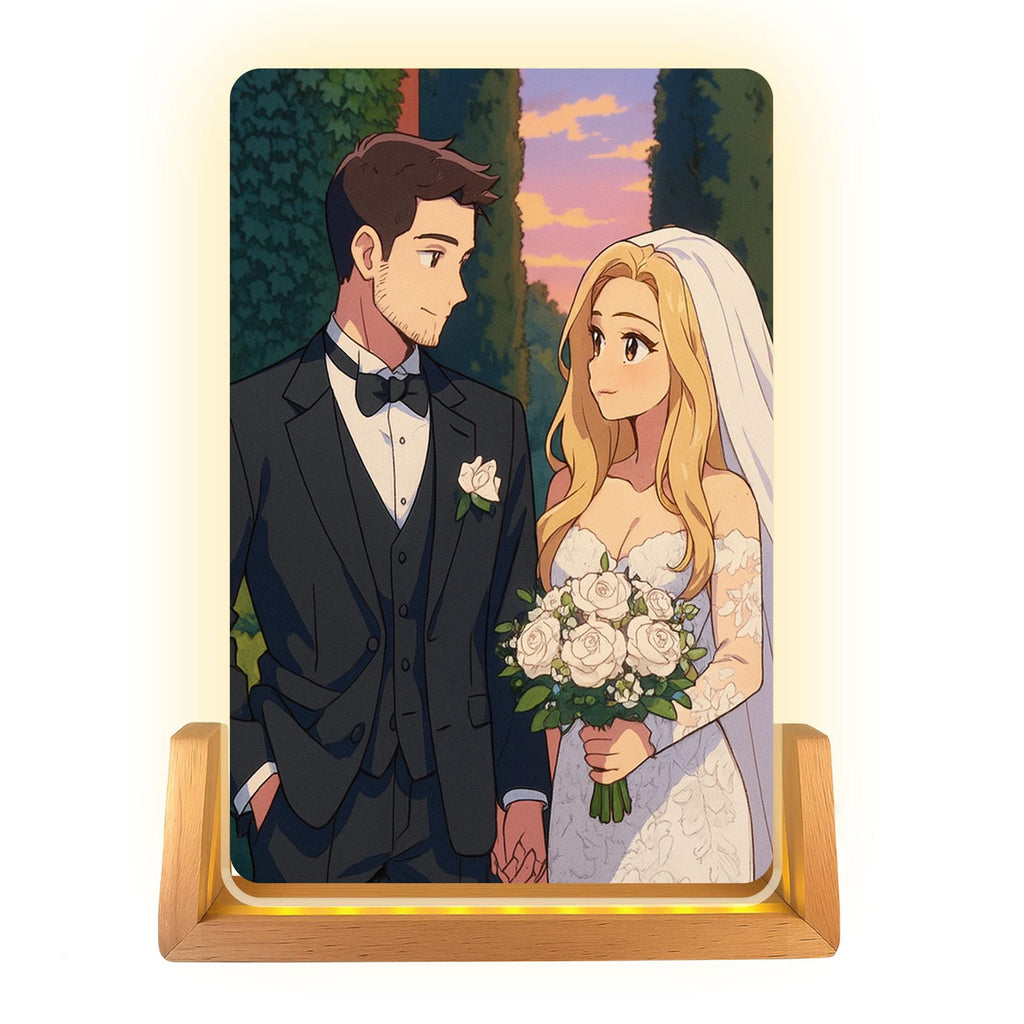 Custom Photo Wedding Couple Night Light, Romantic Gift, Personalized Anime Portrait Lamp, Wedding Plaque Gifts, Anniv...