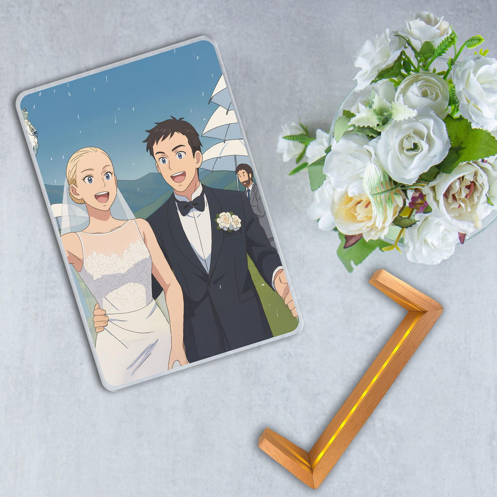 Personalized Anime Portrait Lamp, Custom Photo Wedding Couple Night Light, Romantic Gift, Wedding Plaque Gifts, Anniv...