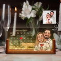 Personalized Cartoon Calendar Night Light with Couple Portrait, Custom Anniversary Date LED Lamp, Romantic Gift, Nigh...