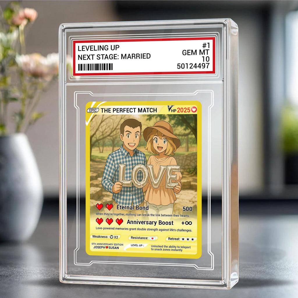 Personalized Anime Pokémo Style Wedding Card Gift, Custom Acrylic with Your Photo, Unique Anniversary Keepsake for Co...