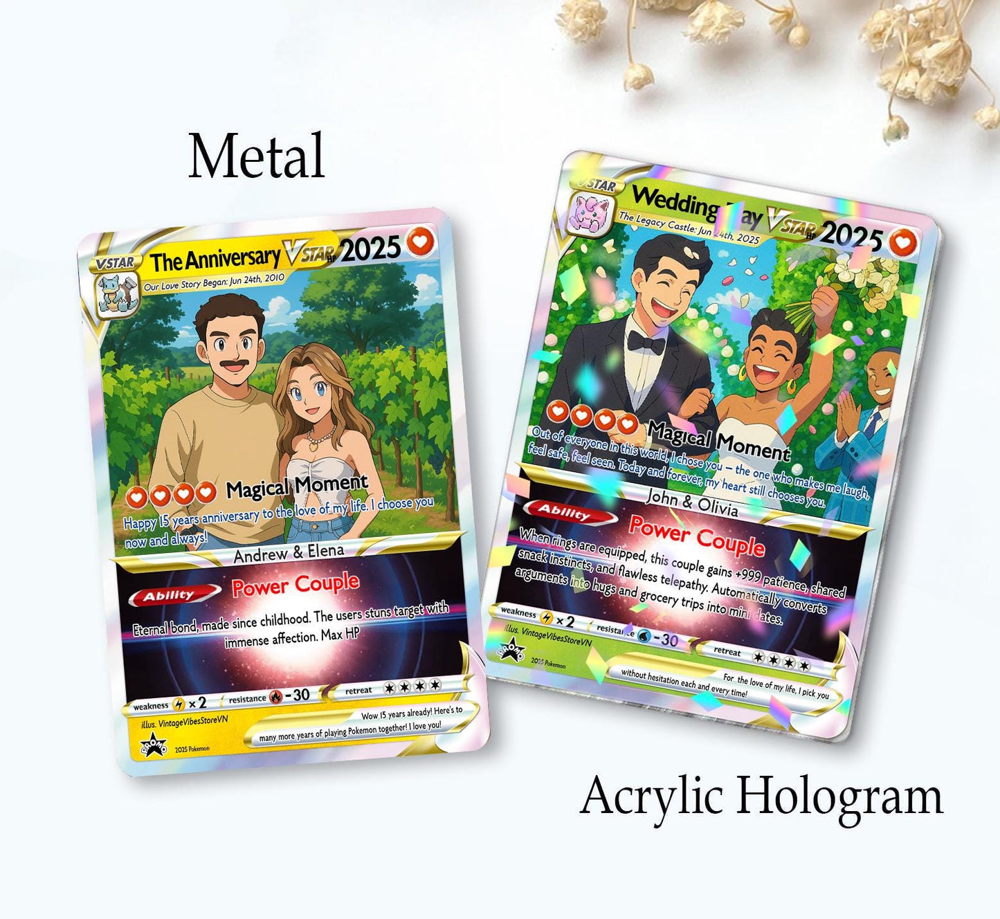 Personalized Pokemon Anniversary Card, Custom Photo Anime Wedding Card, Anniversary Gift, Gift for Him, Gift for Her,...