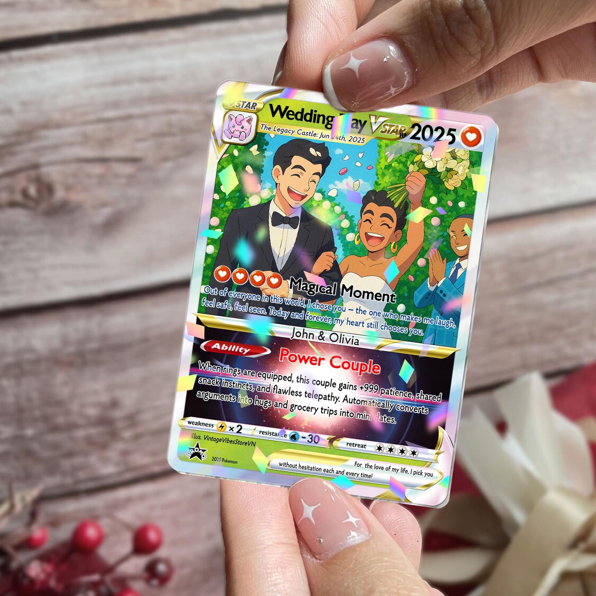 Personalized Pokemon Anniversary Card, Custom Photo Anime Wedding Card, Anniversary Gift, Gift for Him, Gift for Her,...