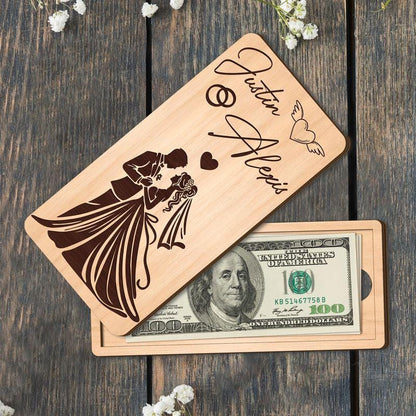 Custom Wooden Box for Money Envelope Wedding, Custom Wooden Money Gift Box with Name and Date, Wedding Gift Envelope ...