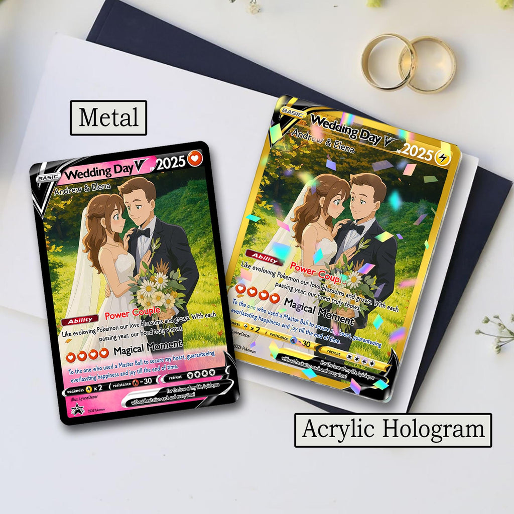 Custom Pokemon Anniversary Card, Personalized Anime Photo Wedding Card, Halloween Gift, Gift for Him, Engagement Gift, Valentine's Day Gift
