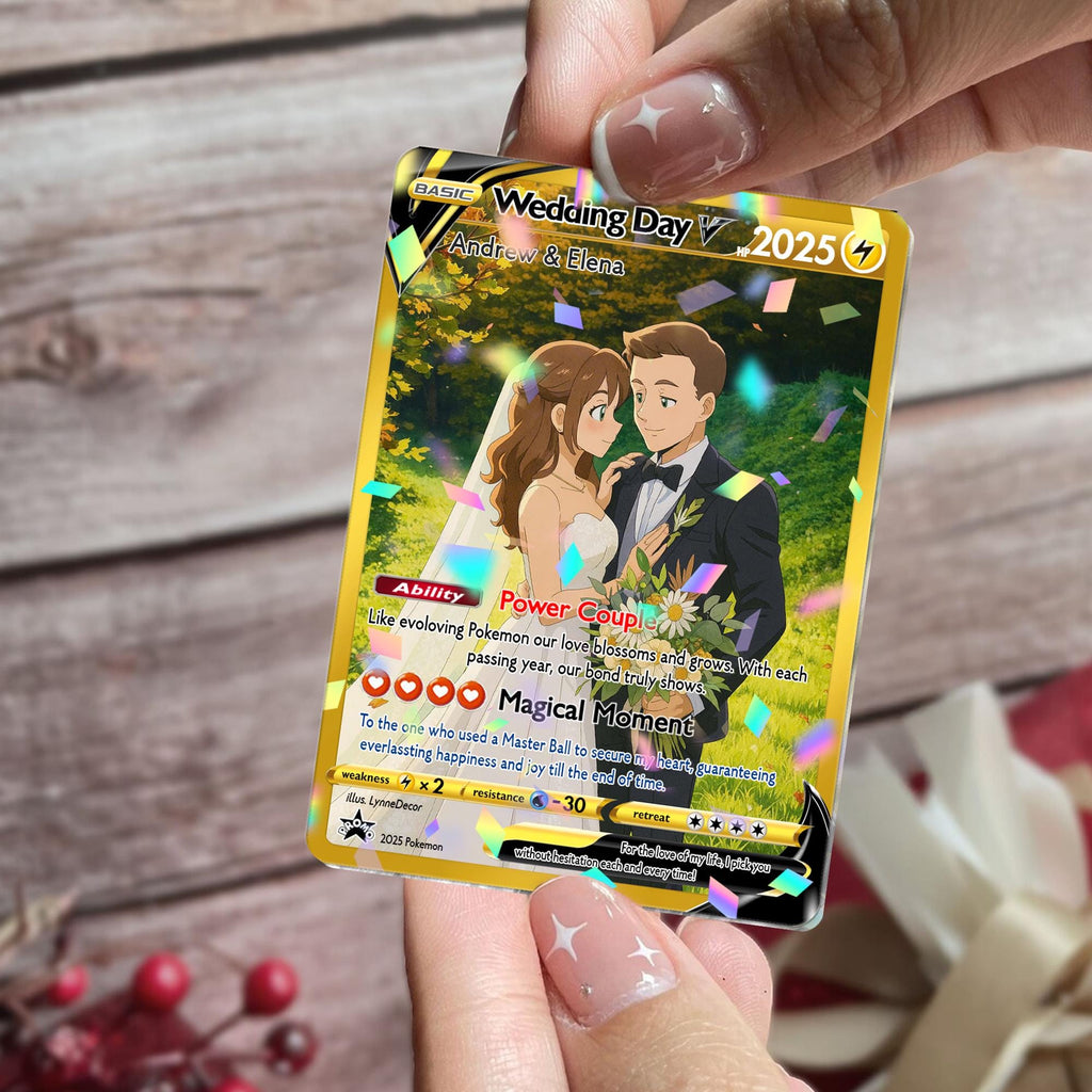 Custom Pokemon Anniversary Card, Personalized Anime Photo Wedding Card, Halloween Gift, Gift for Him, Engagement Gift, Valentine's Day Gift