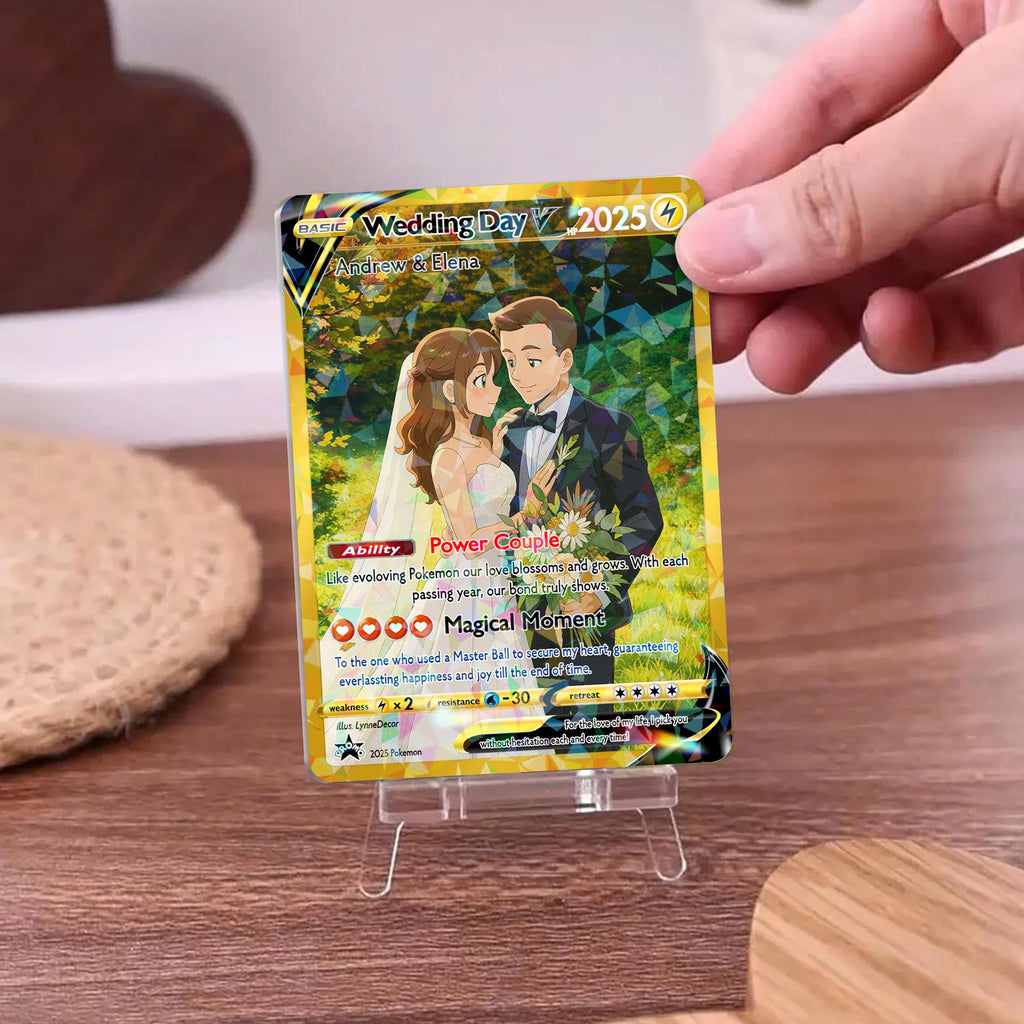 Custom Pokemon Anniversary Card, Personalized Anime Photo Wedding Card, Halloween Gift, Gift for Him, Engagement Gift, Valentine's Day Gift