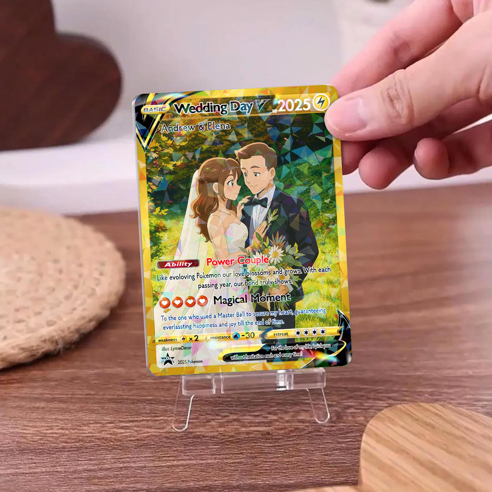 Custom Pokemon Anniversary Card, Personalized Anime Photo Wedding Card, Halloween Gift, Gift for Him, Engagement Gift, Valentine's Day Gift