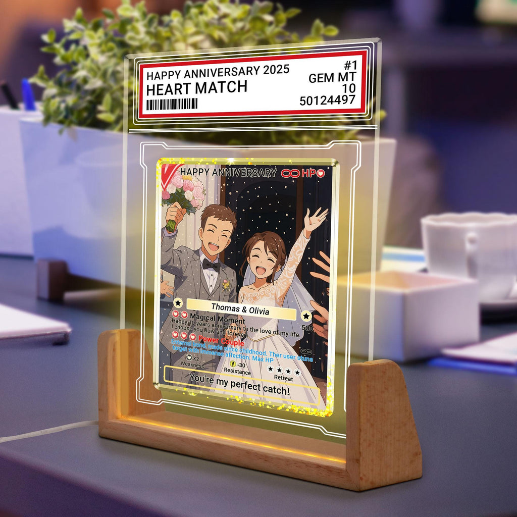 Photo Couple Trading Card Style Night Light, Custom Name, Personalized Photo Acrylic Plaque, Bedroom Decor,LED Night ...