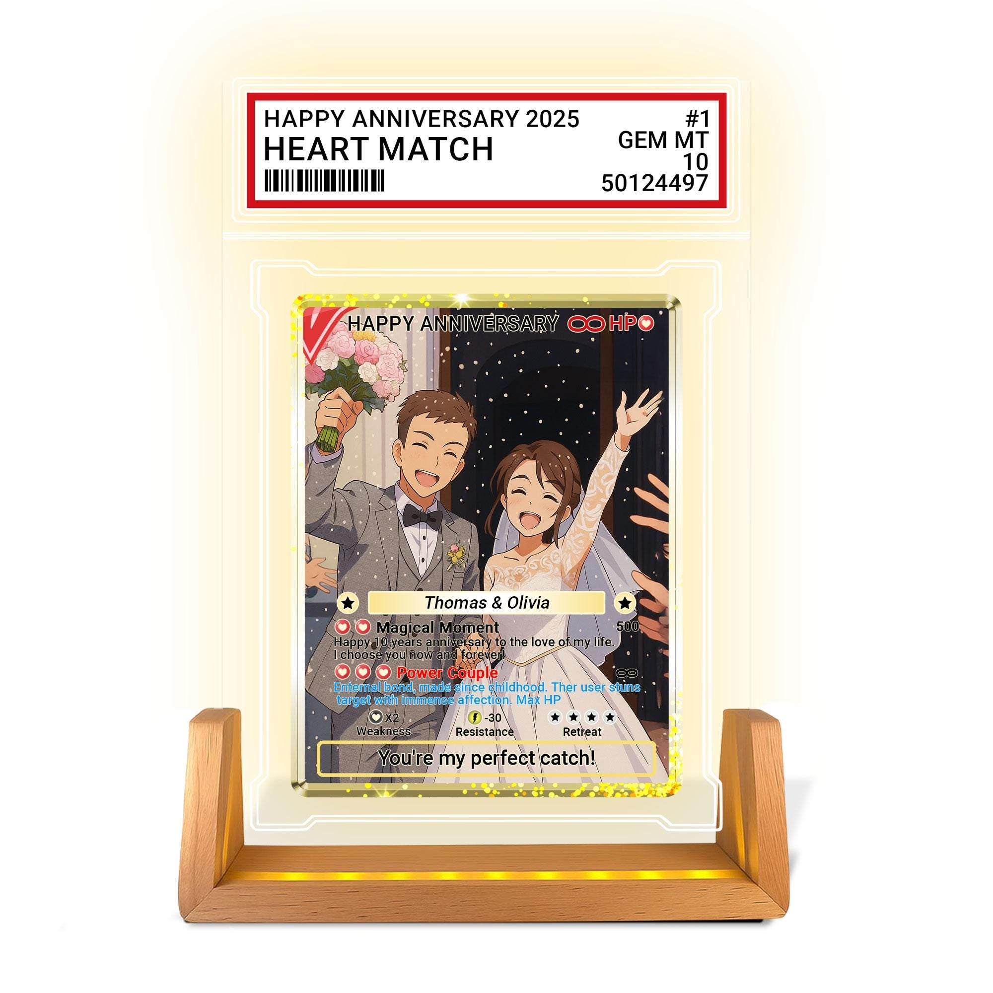 Photo Couple Trading Card Style Night Light, Custom Name, Personalized Photo Acrylic Plaque, Bedroom Decor,LED Night ...