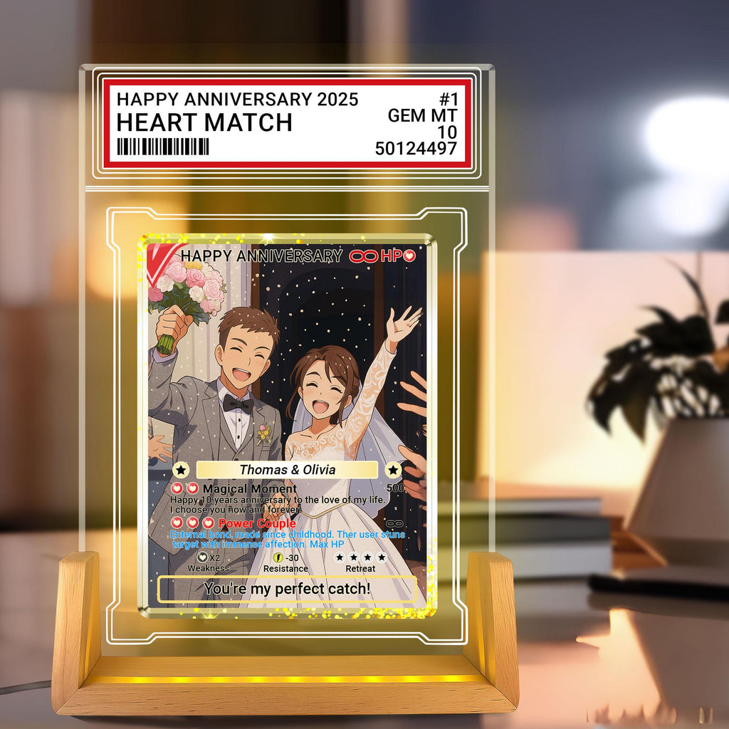 Photo Couple Trading Card Style Night Light, Custom Name, Personalized Photo Acrylic Plaque, Bedroom Decor,LED Night ...