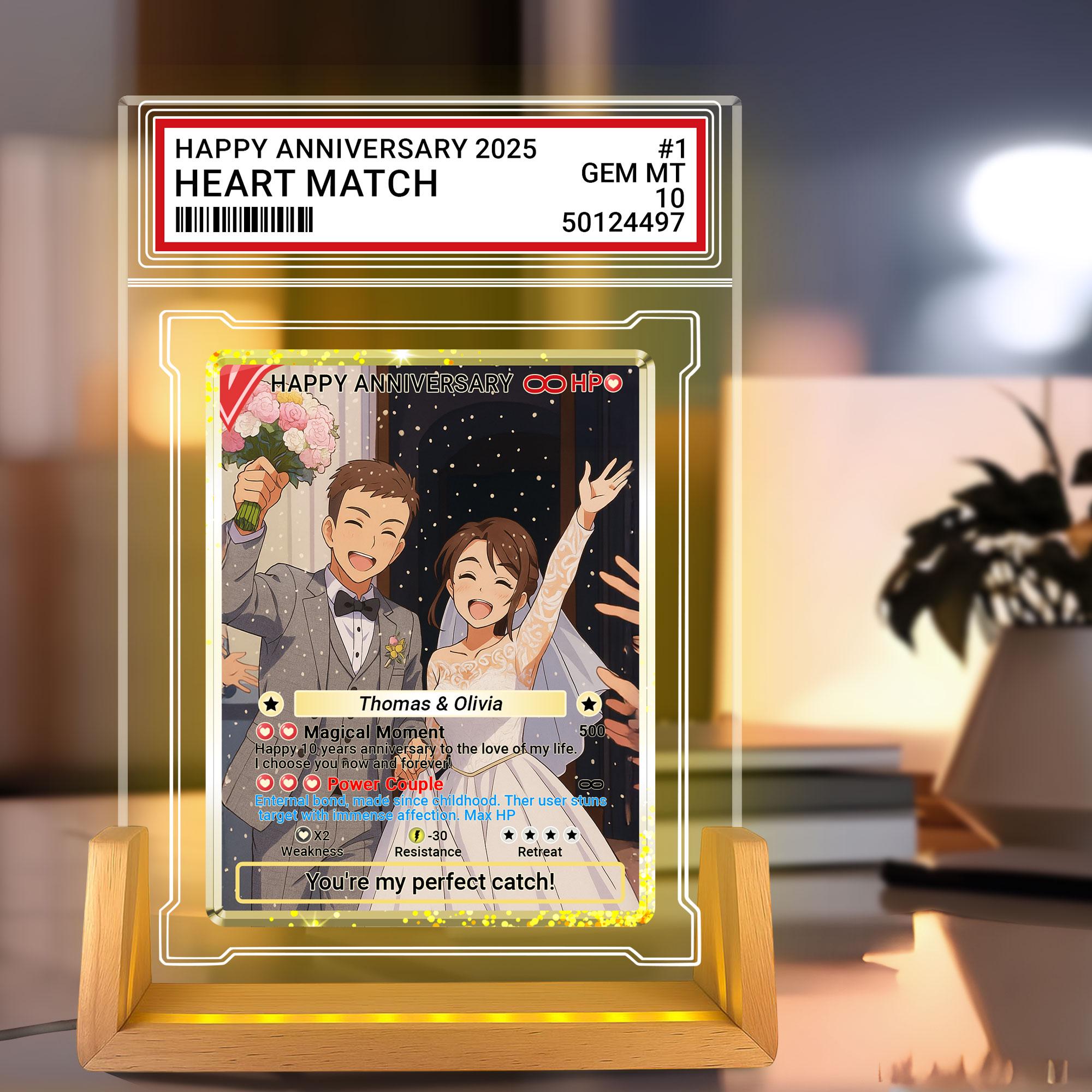 Photo Couple Trading Card Style Night Light, Custom Name, Personalized Photo Acrylic Plaque, Bedroom Decor,LED Night ...