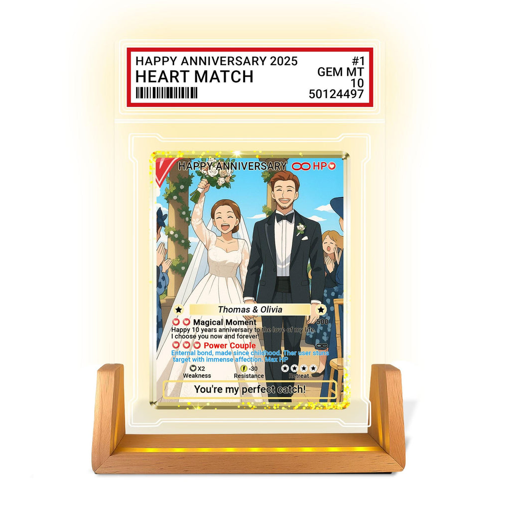 Photo Couple Trading Card Style Night Light, Custom Name, Personalized Photo Acrylic Plaque, Bedroom Decor,LED Night ...