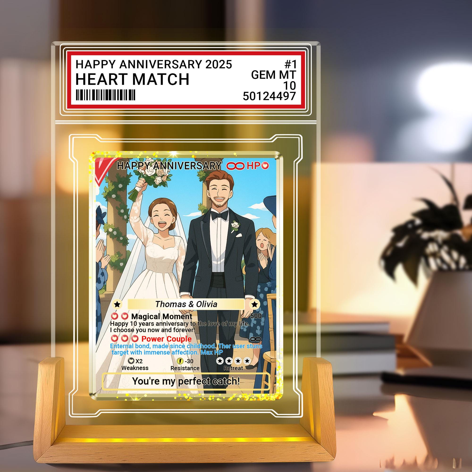 Photo Couple Trading Card Style Night Light, Custom Name, Personalized Photo Acrylic Plaque, Bedroom Decor,LED Night ...