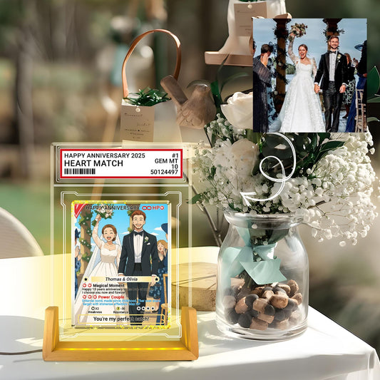Photo Couple Trading Card Style Night Light, Custom Name, Personalized Photo Acrylic Plaque, Bedroom Decor,LED Night ...