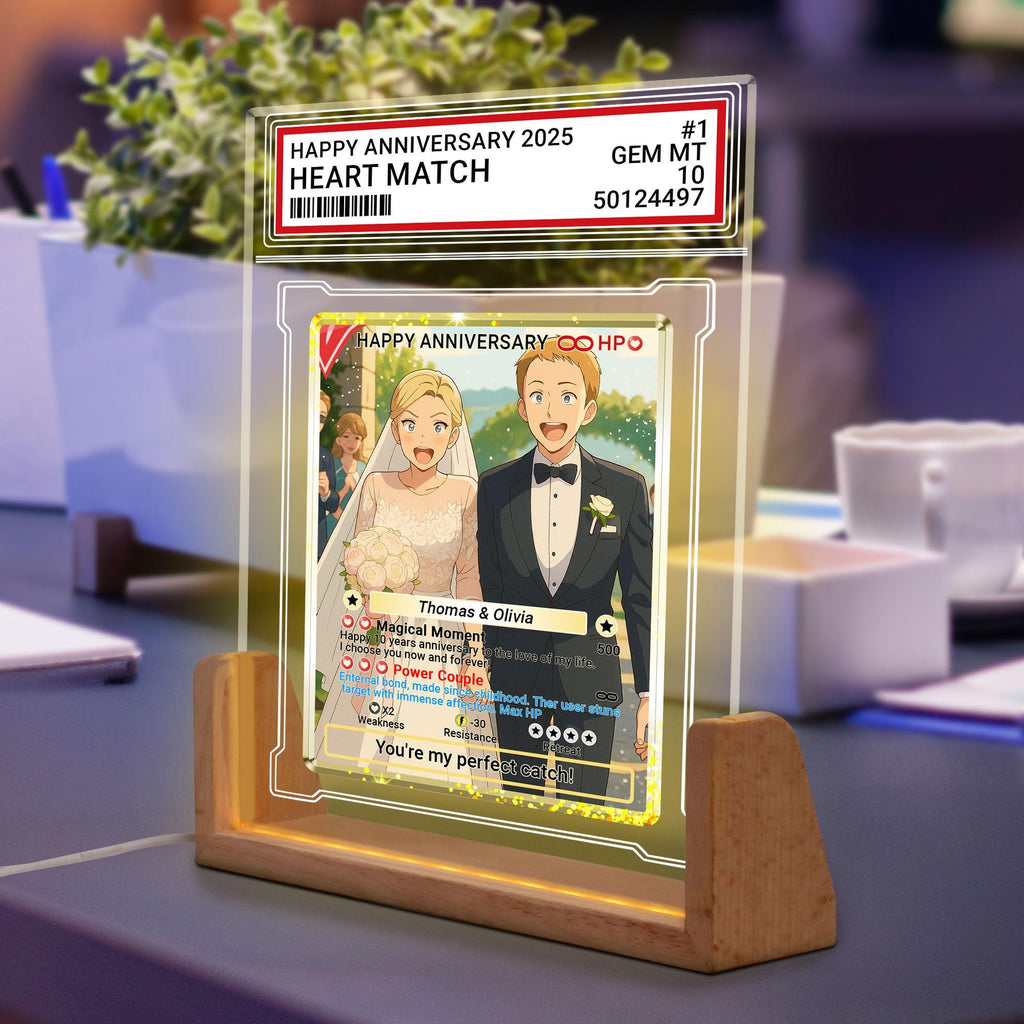 Photo Couple Trading Card Style Night Light, Custom Name, Personalized Photo Acrylic Plaque, Bedroom Decor,LED Night ...