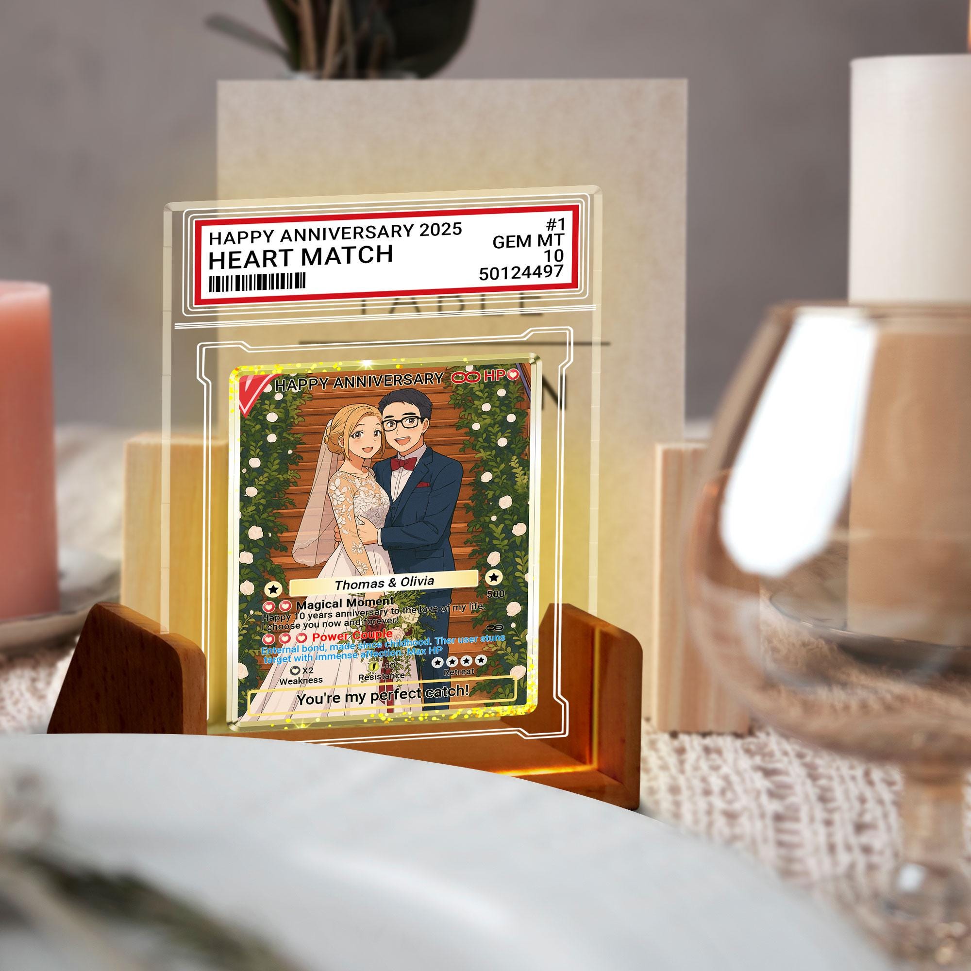 Photo Couple Trading Card Style Night Light, Custom Name, Personalized Photo Acrylic Plaque, Bedroom Decor,LED Night ...