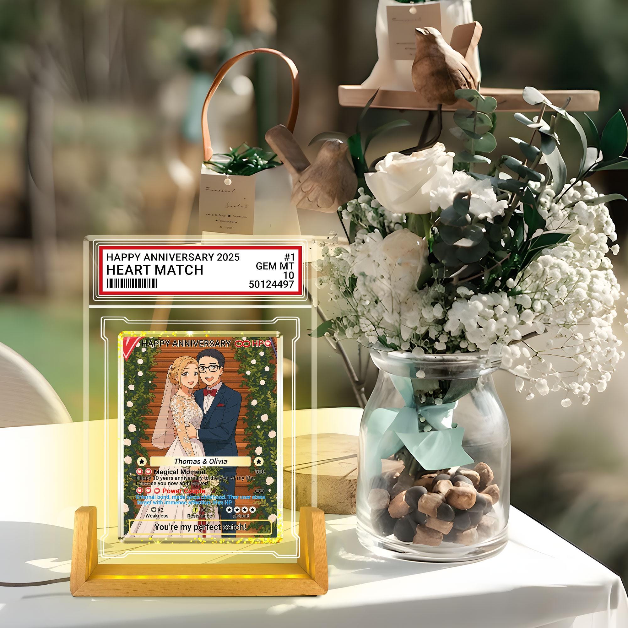 Photo Couple Trading Card Style Night Light, Custom Name, Personalized Photo Acrylic Plaque, Bedroom Decor,LED Night ...
