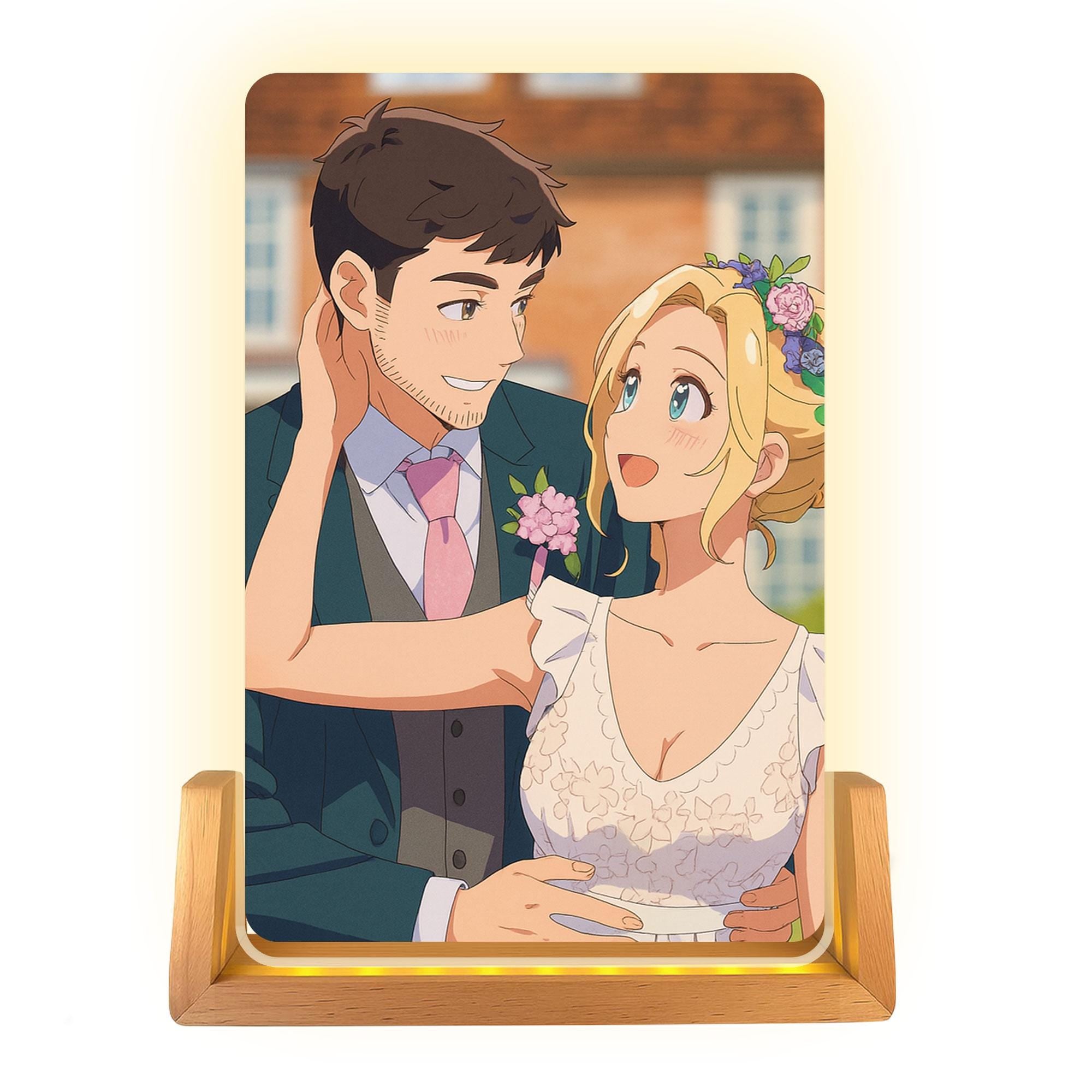 Custom Photo Wedding Couple Night Light, Personalized Anime Portrait Lamp, Wedding Plaque Gifts, Anniversary Light De...