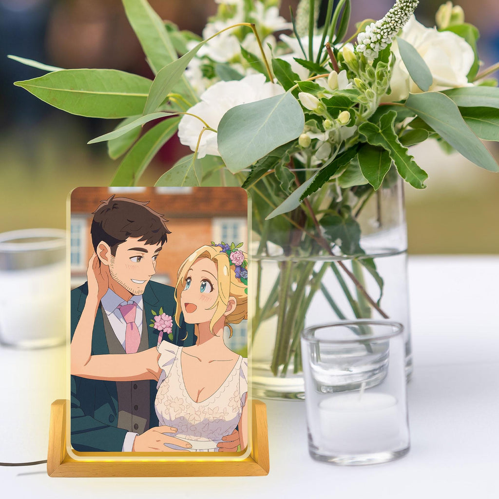 Custom Photo Wedding Couple Night Light, Personalized Anime Portrait Lamp, Wedding Plaque Gifts, Anniversary Light De...