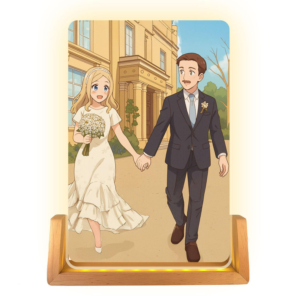 Personalized Anime Portrait Lamp, Custom Photo Wedding Couple Night Light, Wedding Plaque Gifts, Anniversary Light De...