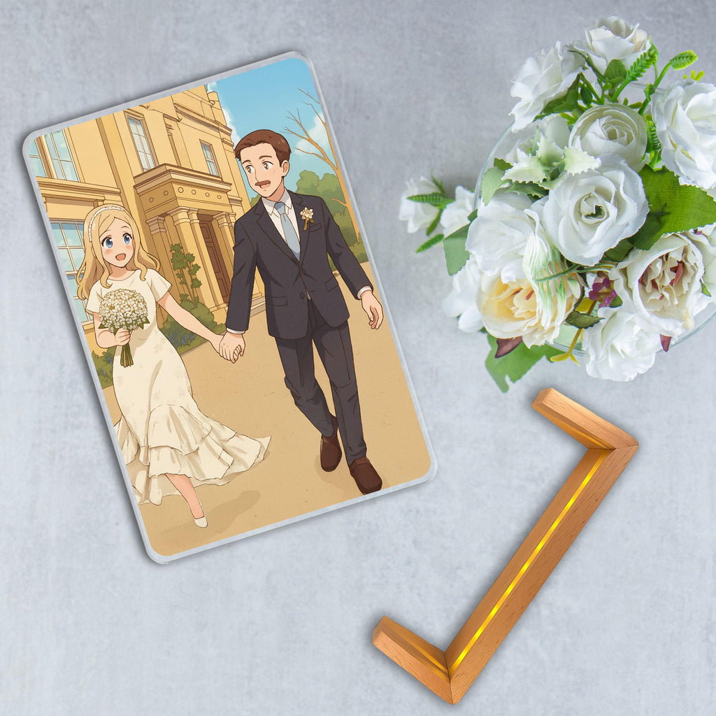 Personalized Anime Portrait Lamp, Custom Photo Wedding Couple Night Light, Wedding Plaque Gifts, Anniversary Light De...