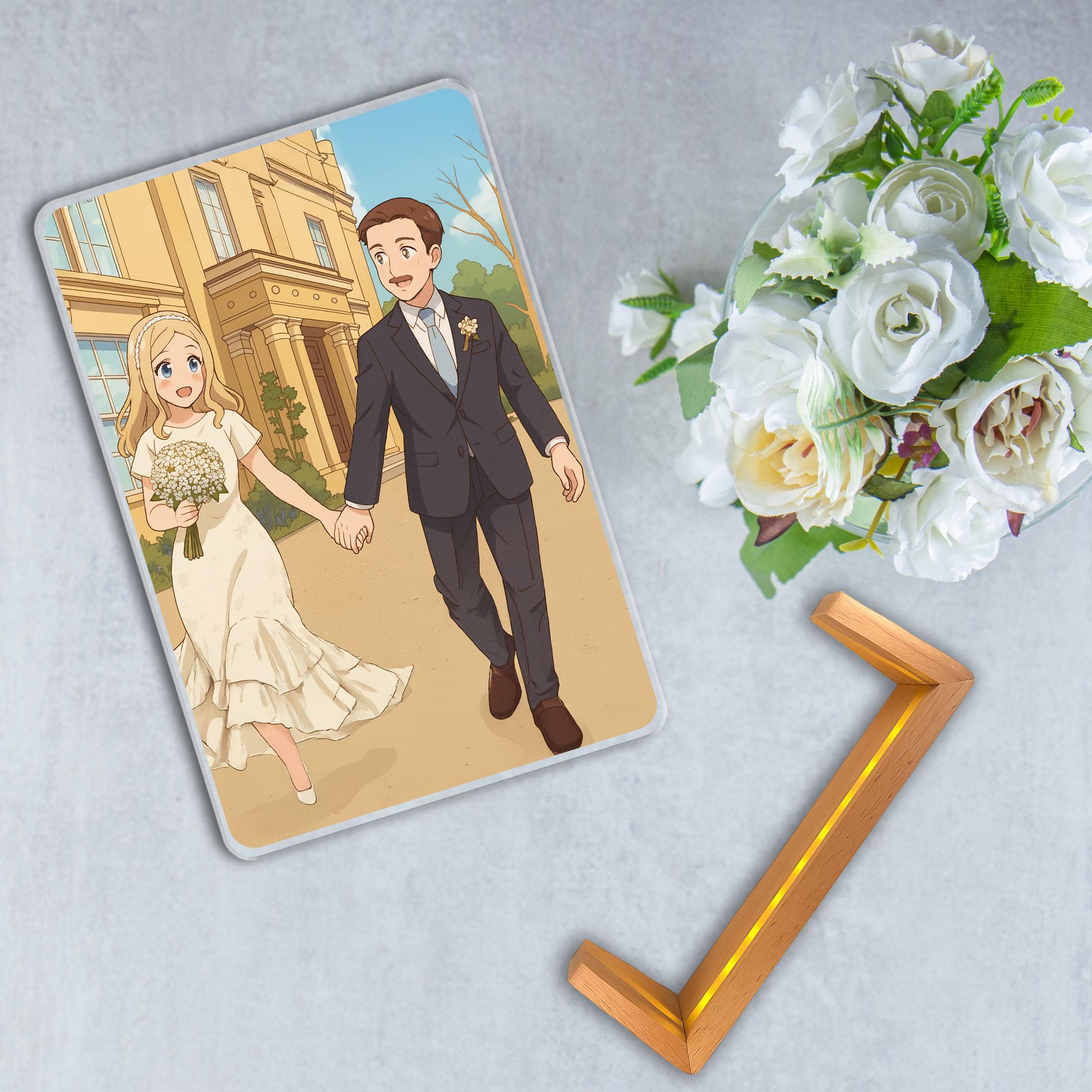 Personalized Anime Portrait Lamp, Custom Photo Wedding Couple Night Light, Wedding Plaque Gifts, Anniversary Light De...