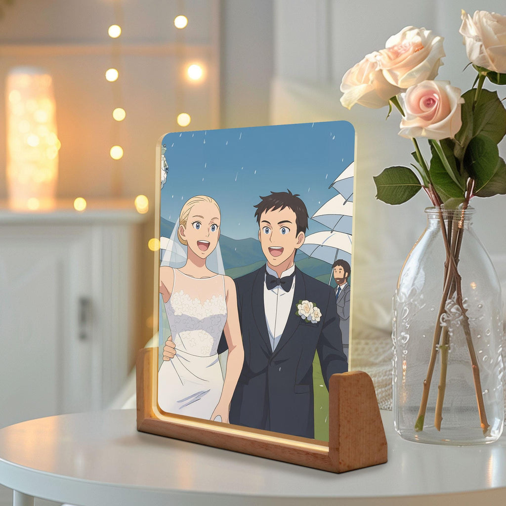 Personalized Anime Portrait Lamp, Custom Photo Wedding Couple Night Light, Romantic Gift, Wedding Plaque Gifts, Anniv...