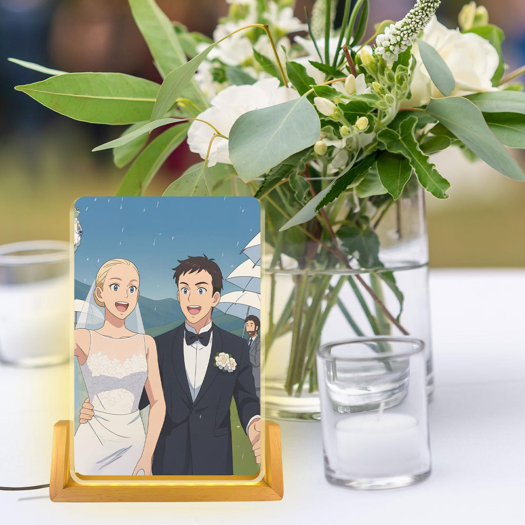 Personalized Anime Portrait Lamp, Custom Photo Wedding Couple Night Light, Romantic Gift, Wedding Plaque Gifts, Anniv...