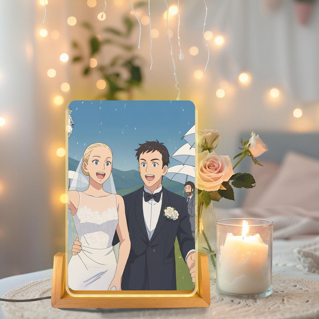 Personalized Anime Portrait Lamp, Custom Photo Wedding Couple Night Light, Romantic Gift, Wedding Plaque Gifts, Anniv...