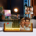 Personalized Cartoon Calendar Night Light with Couple Portrait, Night Light Wedding Gift, Custom Anniversary Date LED...