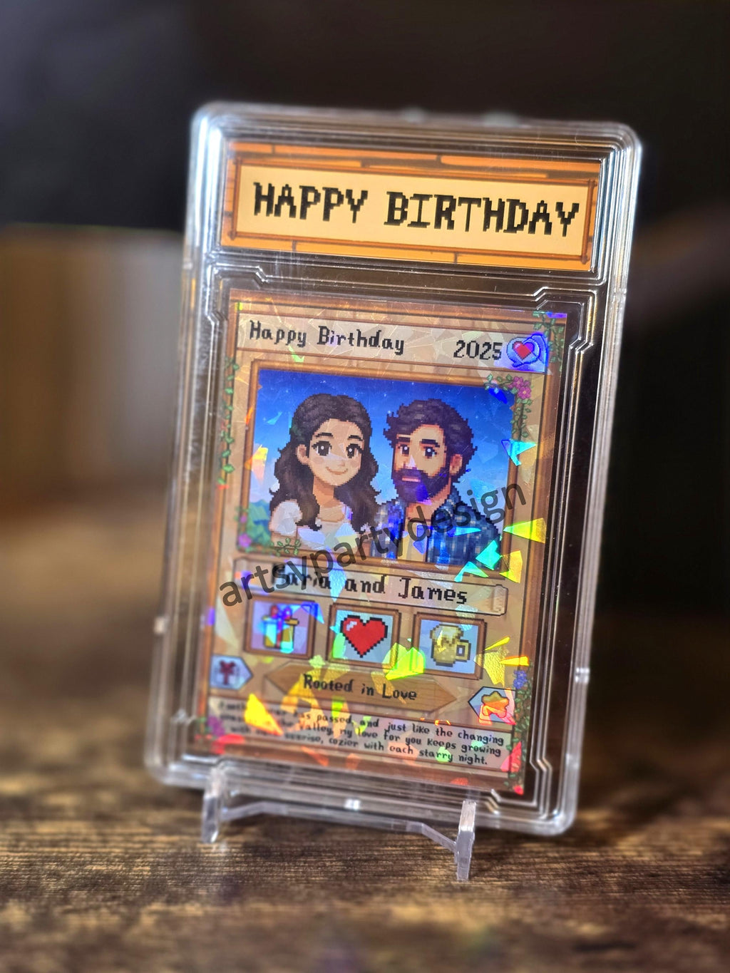 Custom Stardew Valley Card, Gift for Gamers, Personalized Couples Gifts, Anniversary, Birthday Gamer gift, Stardew Valley inspired