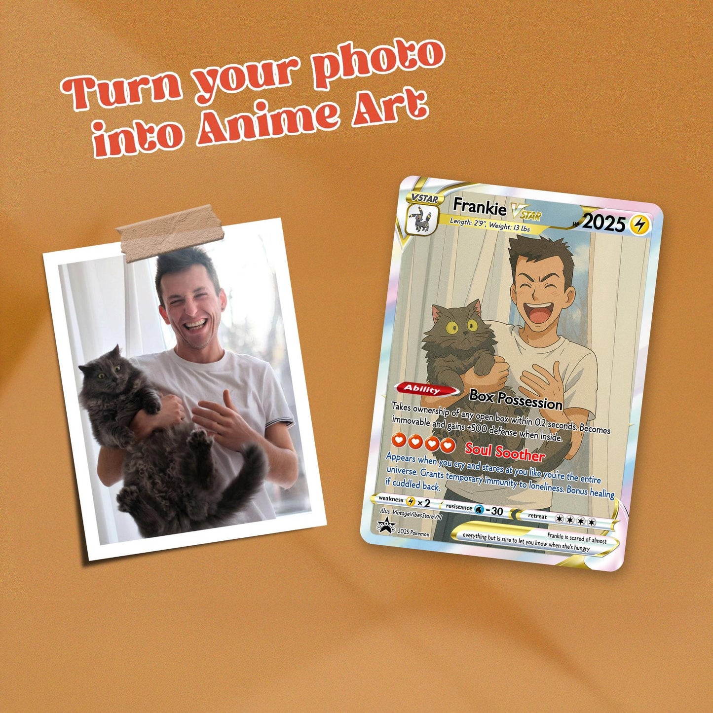 Personalized Cat Pokemon Card, Custom Your Pet as a Pokemon Card, Pet Portrait, Pet Lover Gift, Pet memorial, Pet Gif...