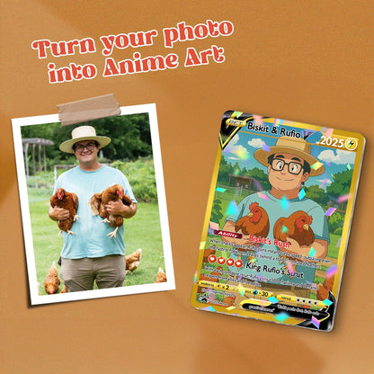 Personalized Farm Animal Pokemon Card, Photo Art Card, Custom Your Pet as a Pokemon Card, Highland Cow, Chicken, Anim...
