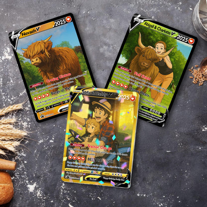 Personalized Farm Animal Pokemon Card, Photo Art Card, Custom Your Pet as a Pokemon Card, Highland Cow, Chicken, Anim...