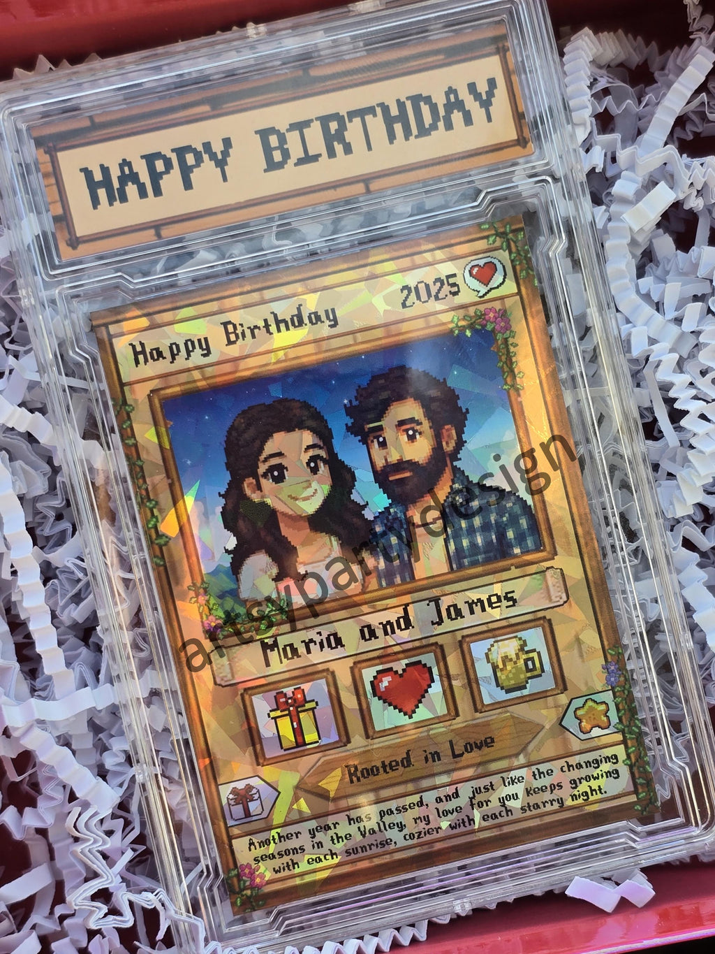 Custom Stardew Valley Card, Gift for Gamers, Personalized Couples Gifts, Anniversary, Birthday Gamer gift, Stardew Valley inspired