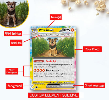 Custom Pet Pokemon Card, Pet as a Pokemon Card, Turn your pet into a Pokemon, Dog Portrait, Pet Lover Gift, Pet memor...