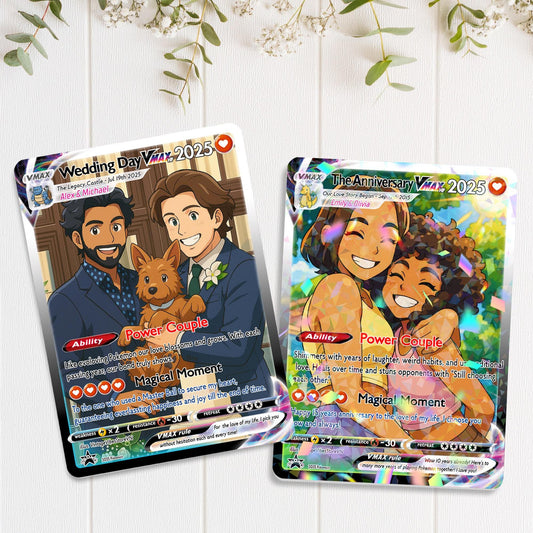 Personalized Anniversary Card, Custom Photo Pokemon Card, LGBT Couple Gift, Anime Wedding Card, Custom Card for Coupl...