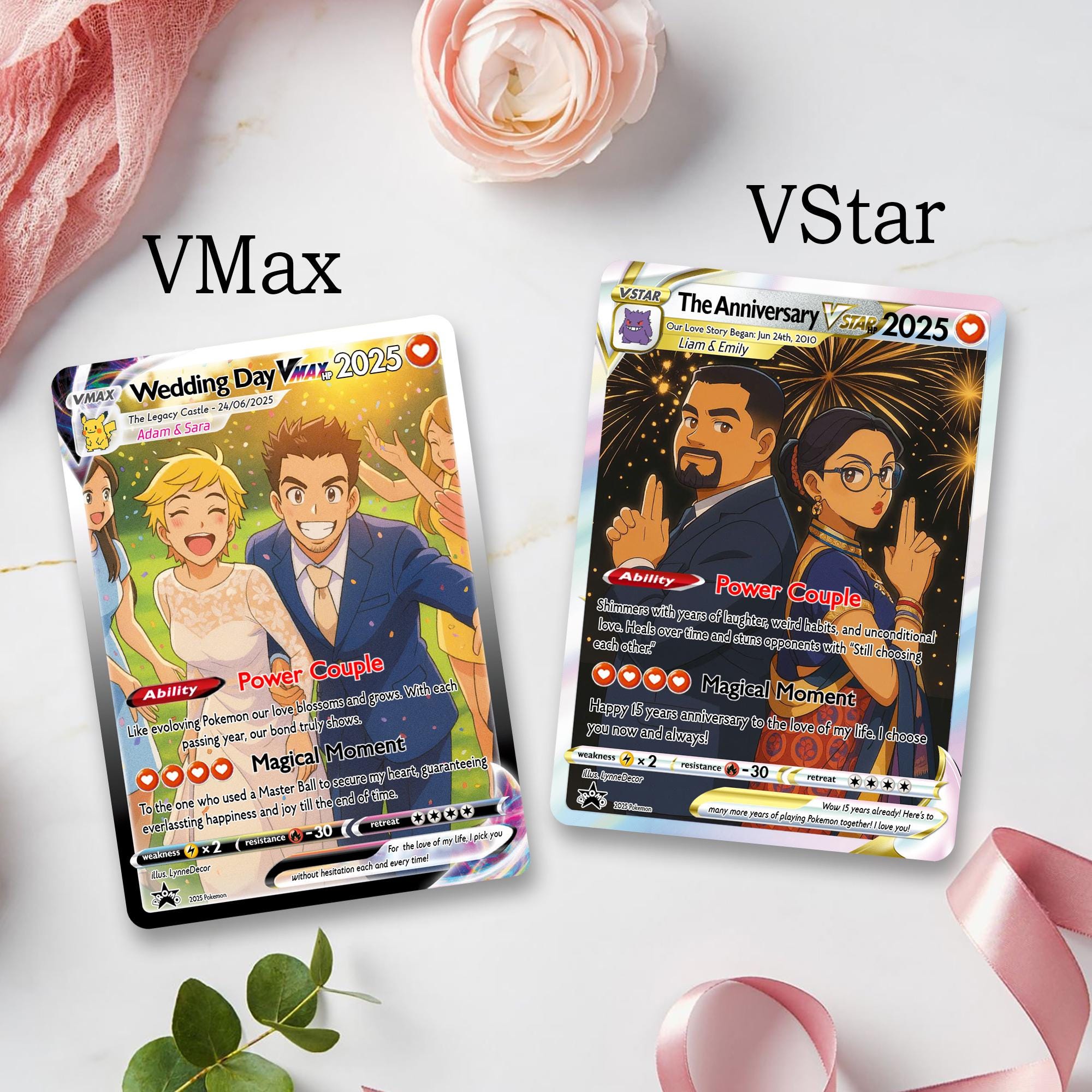 Personalized Pokemon Anniversary Card, Custom Anime Photo Wedding Card, Gift For Couple, Gift for Him, Engagement Gift, Valentine's Day Gift