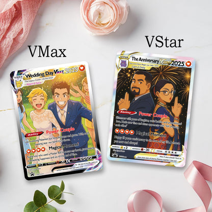 Personalized Pokemon Anniversary Card, Custom Anime Photo Wedding Card, Gift For Couple, Gift for Him, Engagement Gif...