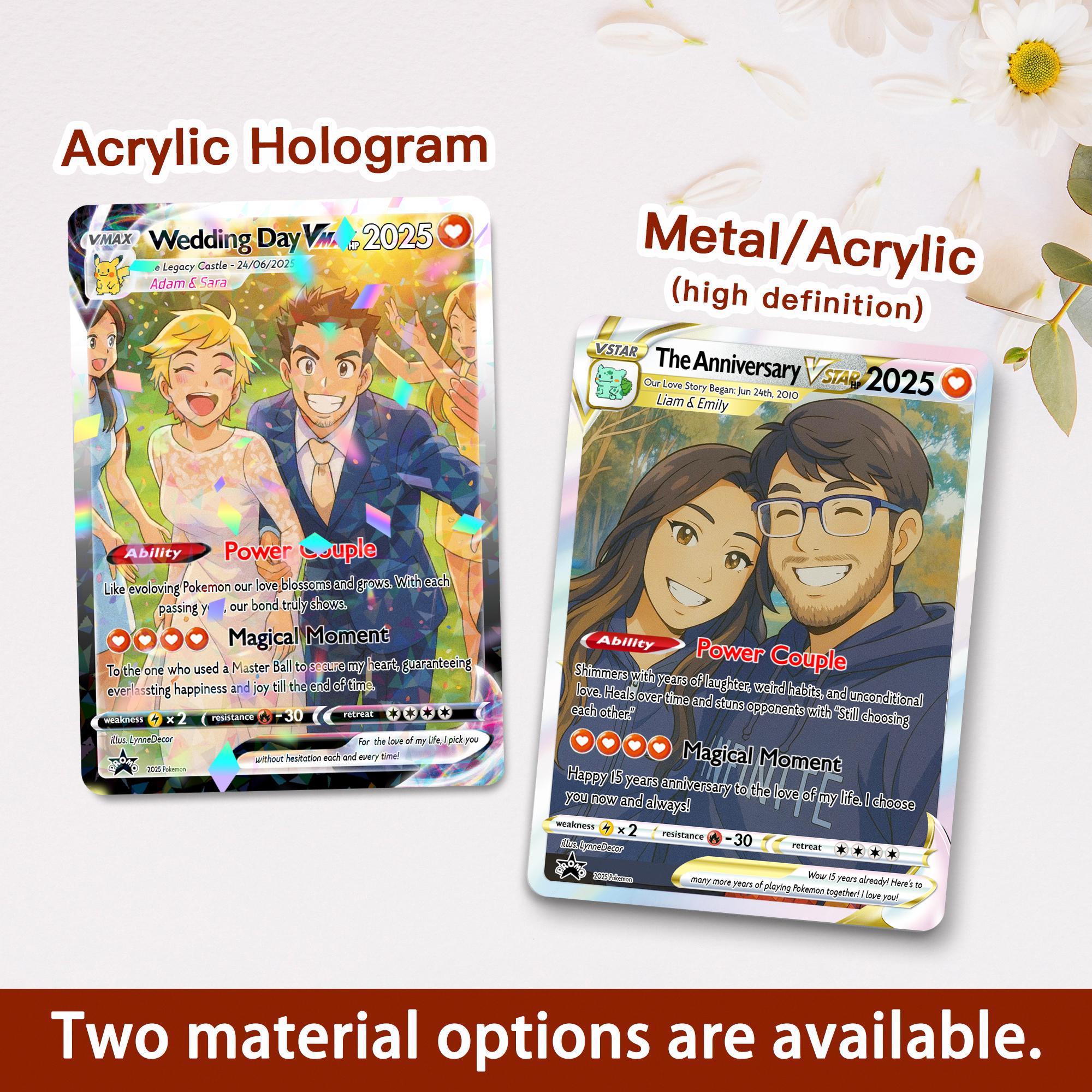Personalized Pokemon Anniversary Card, Custom Anime Photo Wedding Card, Gift For Couple, Gift for Him, Engagement Gift, Valentine's Day Gift
