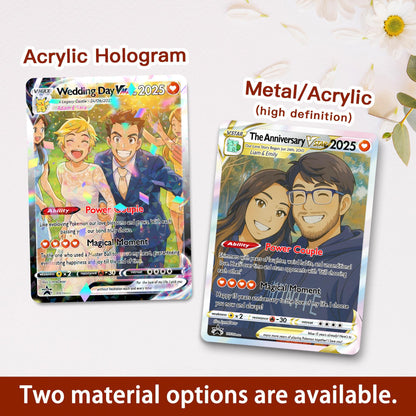 Personalized Pokemon Anniversary Card, Custom Anime Photo Wedding Card, Gift For Couple, Gift for Him, Engagement Gif...