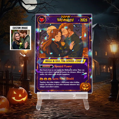Custom Photo Anime PokeCard Halloween Gift for Couple, Personalized Family Trading Card,  Wedding Gift, Newlywed Gift...