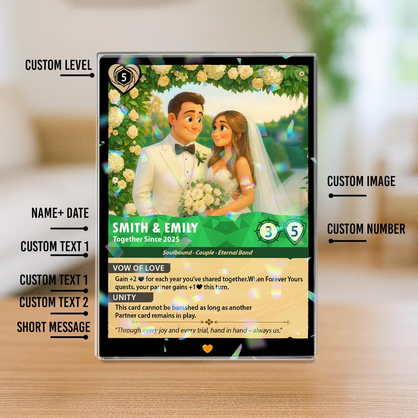 Personalized Poke Couple Anniversary Trading Card, Romantic wedding Card, Couple Acrylic Game Card, Anime Wedding Car...