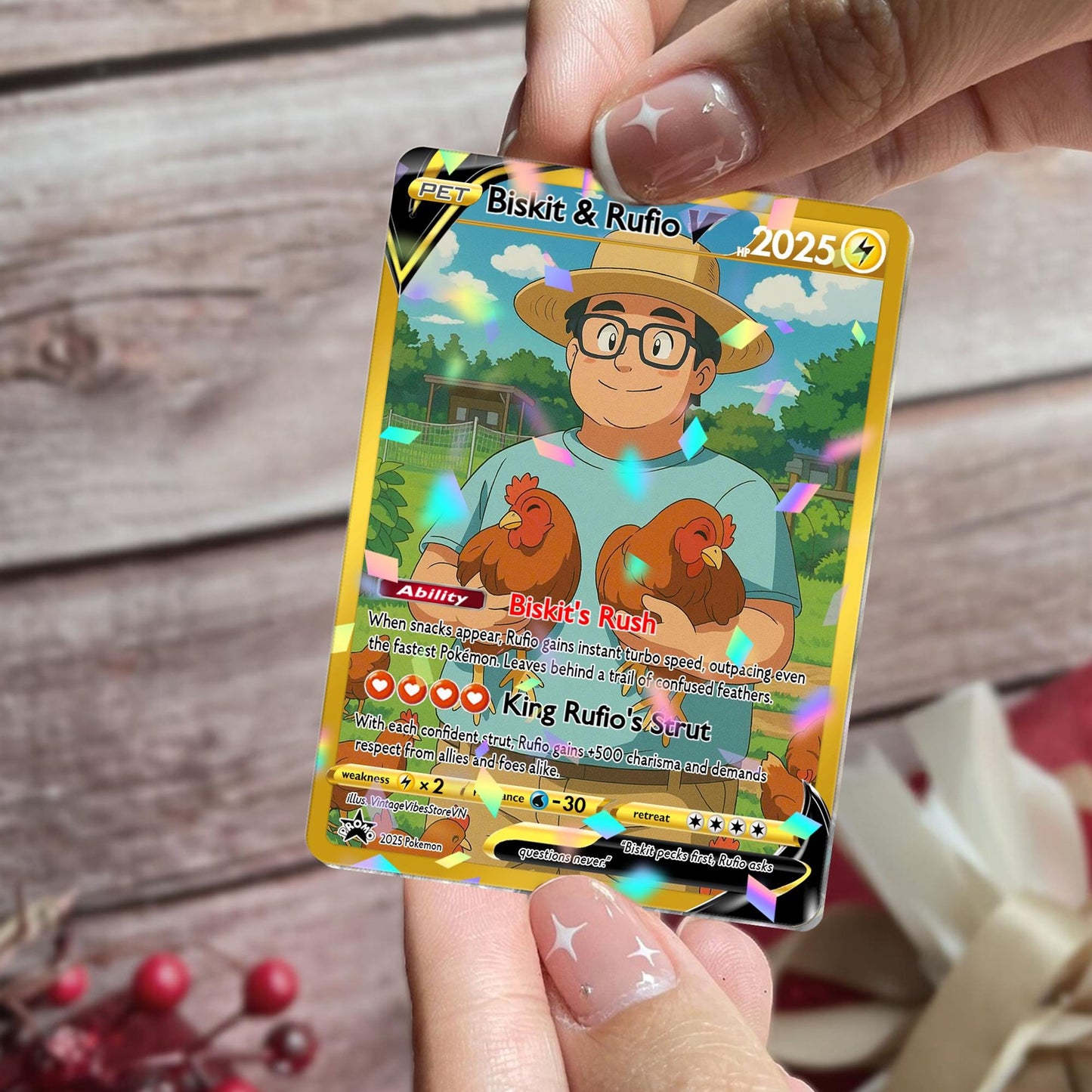 Personalized Farm Animal Pokemon Card, Photo Art Card, Custom Your Pet as a Pokemon Card, Highland Cow, Chicken, Anim...