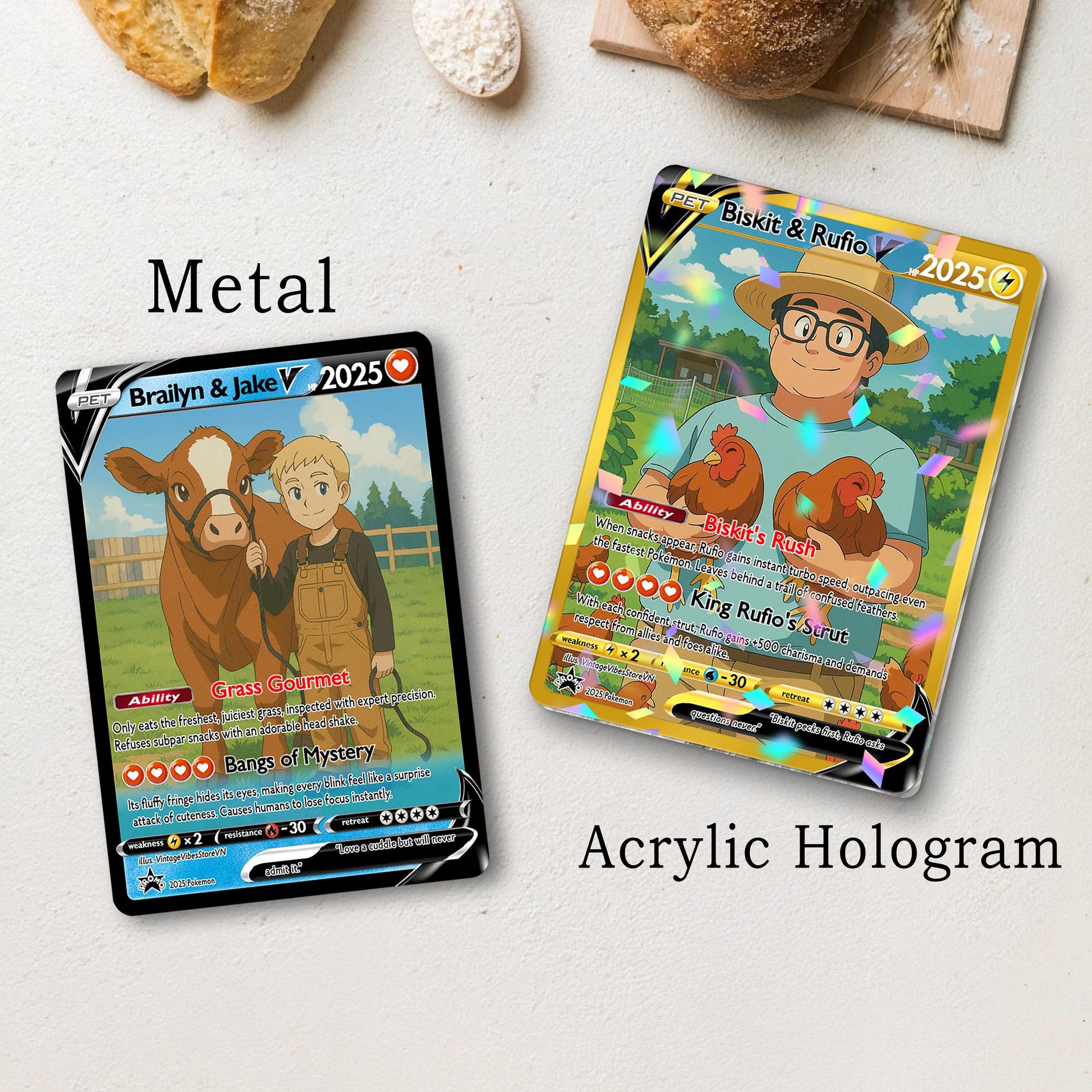 Personalized Farm Animal Pokemon Card, Photo Art Card, Custom Your Pet as a Pokemon Card, Highland Cow, Chicken, Anim...